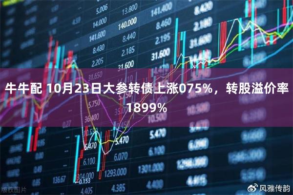 牛牛配 10月23日大参转债上涨075%，转股溢价率1899%